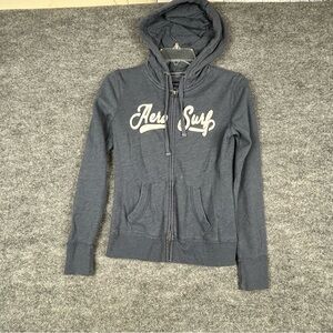 Aeropostale XS/TP Gray Full Zip Hoodie Surf Graphic Sweatshirt